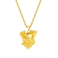 Gothic gold skull pendant necklace with coiled cobra snakes on a durable round link chain - Gold Pendant Only (Without Chain)