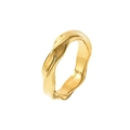 Polierter goldener Edelstahlring mit organischer Wellentextur und unregelmäßigem Design - Wellenstruktur Design (GJ743) / Gold / US 7