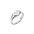 Anello con sigillo a cuore in argento lucido con fascia a onde minimalista - Stile Sigillo Cuore (GJ745) / Colore acciaio / US 7