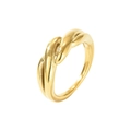 Anello a onda intrecciata con finitura dorata e design minimalista lucido - Processo Intrecciato (GJ746) / Oro / US 7