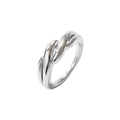 Anello a onda d'argento minimalista con un elegante design metallico intrecciato - Processo Intrecciato (GJ746) / Colore acciaio / US 7
