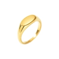 Anello a sigillo minimalista in oro con superficie ovale liscia e design a onde - Design Sigillo Ovale (GJ747) / Oro / US 7