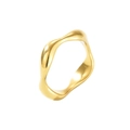 Anello in acciaio inossidabile dorato lucido con un moderno design a onde irregolari - Design a Onda Irregolare (GJ748) / Oro / US 7