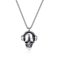 Skull pendant with headphones in polished stainless steel for punk and hip-hop jewelry style - Pendant Only (Without Chain) / Silver Tone (Pendant Only)
