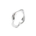 Anello minimalista in acciaio inossidabile argento con design fluido e irregolare - Design a Onda Irregolare (GJ748) / Colore acciaio / US 7