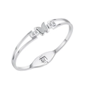 Minimalist butterfly cuff bracelet in titanium steel with frosted finish and zircon stones - Steel
