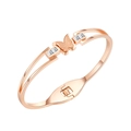 Minimalist butterfly open bangle in rose gold finish with rectangular cubic zirconia - Rose Gold