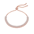 Élégant bracelet en or rose avec double rangée de zircons et fermoir coulissant réglable - Plaqué Or Rose