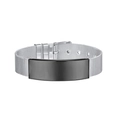 Bracelet réglable en maille d'acier inoxydable avec plaque noire personnalisable - Noir