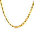 Men's hip-hop gold stainless steel double-row wheat chain necklace in polished finish - Steel Necklace / Gold