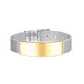 Bracelet ajustable en maille argentée avec plaque incurvée polie plaquée or à graver - Or