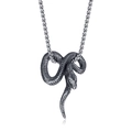 Retro roestvrijstalen slangenpendant ketting met gedetailleerde schubben en vintage finish - Hanger Zonder Ketting (2133)