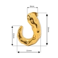 Orecchini a J dorati stile francese con finitura martellata, altezza 26 mm, eleganti - Oro