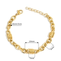 Golden stainless steel O-chain bracelet with textured cylinders and 18+3cm extension - Gold