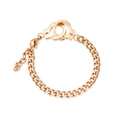 Rose gold stainless steel curb chain bracelet featuring a handcuff charm with engraving - Women's Rose Gold