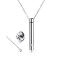 Silver stainless steel urn necklace with cylinder pendant and filling funnel kit - Steel Color Necklace With Funnel Tool