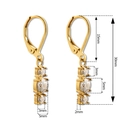 Gedetailleerd technisch schema van de afmetingen van goudkleurige zirkoon oorhangers - 18K goud / Goud Heldere Zirkoon