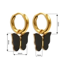 Golden butterfly hoop earrings with black pendants measuring eleven millimeters in diameter - 18K Gold / Black & Gold
