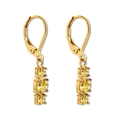 Golden leverback earrings featuring three graduated round yellow zircon crystals - 18K Gold / Light Yellow