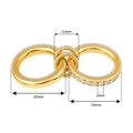 Detailed view of interconnected 18k gold rings with white cubic zirconia pavé setting - US 6 / Gold