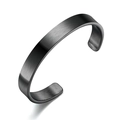 Brazalete abierto de acero de titanio negro cepillado de estilo minimalista para hombre - Estilo Negro
