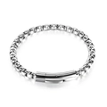 Poliertes Edelstahl-Box-Kettenarmband in Silber mit sicherem Zylinderverschluss - Stahlfarben