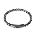 Edelstahl-Box-Kette für Herren im Retro-Hip-Hop-Stil mit oxidiertem Silber-Finish - Grau