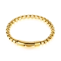 Poliertes goldenes Edelstahl-Box-Armband mit Zylinderverschluss für Herren-Schmuck - Gold