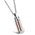 Classic two-tone steel necklace with silver frame and rose gold rectangular pendant - Rose Gold (Female Pendant No Chain)