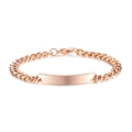 Polished rose gold stainless steel couple bracelet with customizable flat ID tag and lobster clasp - Rose Gold Color Men's