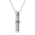 Polished stainless steel cylinder urn necklace in silver and rose gold with Forever Together - Steel Necklace (1520-Steel Necklace)