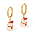 Boucles d'oreilles bonhomme de neige en or avec chapeau rouge et émail pour bijoux de fête - Style Bonhomme de Neige (GE1021)