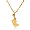 Hip hop gold stainless steel necklace with textured kitchen knife skull pendant - Gold