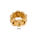Gouden 10mm brede roestvrijstalen ring met klassiek horlogeband-schakelpatroon - US 5 / Goud