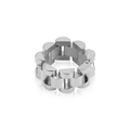 Zilveren metalen ring met horlogeband-schakelontwerp en geborstelde afwerking - US 5 / Staalkleur