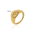 Gold plated stainless steel ring with 12mm clover seal signet and vintage texture - US 5 / Gold