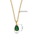 Gouden ketting met druppelvormige smaragd-zirkonia en verstelbare ketting van 45,5 cm - Goud