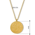 Collar de acero inoxidable dorado con colgante de disco de 26mm y caligrafía árabe - Chapado en oro 18K / Dorado