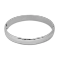 Minimalist silver polished stainless steel hinged bangle with sleek curved surface - Wider Style / Steel
