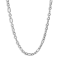 Detailansicht der hochglanzpolierten Figaro-Kette aus Edelstahl mit langen Gliedern - 18K-Gold / Stahlfarben