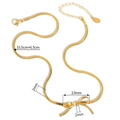 Vintage 18K vergoldete Schleifen-Halskette mit flacher Schlangenkette aus Edelstahl - 18K-Gold / Gold