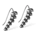 Gothic vintage stainless steel ear hooks featuring stacked skull pendants in silver finish - Five Skulls Crawler Style (992-Earring Post)