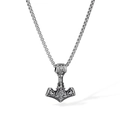 Collier pendentif marteau de Thor Mjölnir Viking en acier inoxydable avec gravures Valknut - Pendentif Seul de Couleur Argentée
