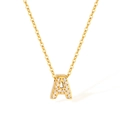 Minimalistische goldene Edelstahlkette mit einem kristallbesetzten Buchstaben-A-Anhänger - Stahlkette A