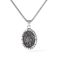 Vintage stainless steel Saint Michael pendant necklace with antique silver finish - Pendant Only