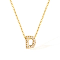 Goldene Kette mit D-Buchstaben Anhänger und funkelnden Zirkonia-Steinen aus Edelstahl - Stahlkette D