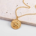 Klassische goldene Engelsmünze Halskette aus Edelstahl mit elegantem Relief-Detail - 18K-Gold / Gold Rund