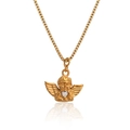 18K gold plated angel wings pendant necklace with heart zircon on white background - 18K Gold / Heart Angel (Gold 1)