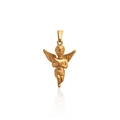 Polished 18K gold plated titanium steel angel wing pendant necklace on white background - 18K Gold / Praying Angel (Gold 2)