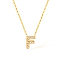 Minimalist stainless steel necklace featuring a gold letter F pendant with pave-set stones - Letter F (2588)